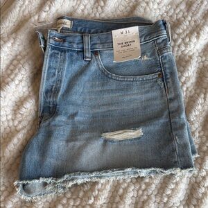 Madewell The Brynn Shorts Light Wash Distressed Denim Shorts NWT Sz 31